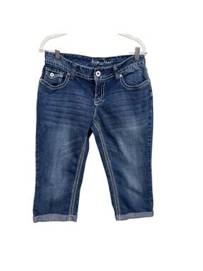 Ariya Jeans Capri Denim Pants Size 11 12 Embellished Flap Pockets